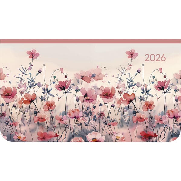 Ladytimer Pad Flower Field 2026 - Taschen-Kalender 15,6x9 cm - Blumen - Weekly - 128 Seiten - Notiz-Buch - Alpha Edition