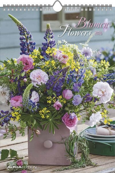 Blumen 2026 - Bildkalender 23,7x34 cm - Kalender mit Platz für Notizen - mit vielen Zusatzinformationen - Wandkalender - Blumenkalender