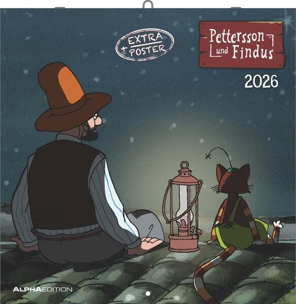 Pettersson & Findus 2026 - Broschürenkalender 30x30 cm (30x60 geöffnet) - Kalender mit Platz für Notizen - mit herausnehmbarem Poster - Wandkalender