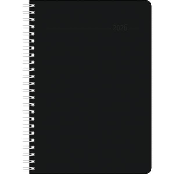 Wochenplaner Balacron schwarz 2026 - Büro-Kalender A5 - Cheftimer - black - Ringbindung - 1 Woche 2 Seiten - 128 Seiten - Zettler