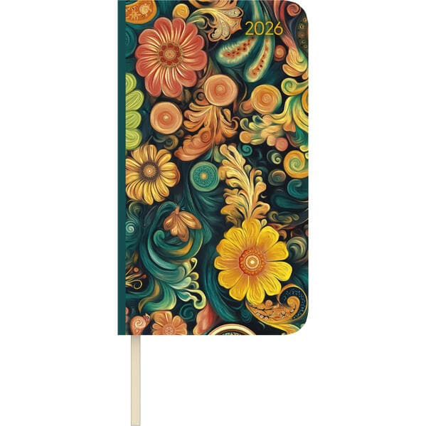 Alpha Edition - Lady Journal Slim Paisley 2026 - Taschenkalender 9×16 cm - Weekly - kompakter Woche