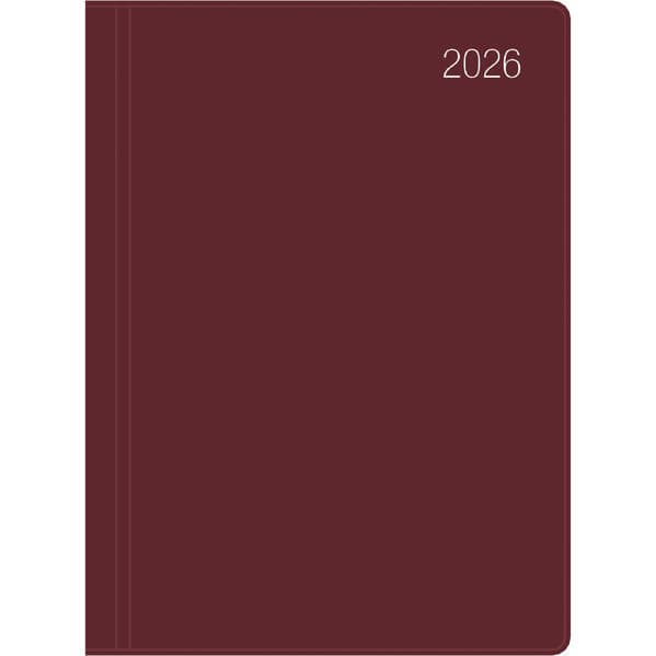 Taschenkalender bordeaux 2026 - Bürokalender 10,2x14,2 - 1 Woche auf 2 Seiten - flexibler Kunststoffeinband - Notizheft - Wochenkalender - 640-1011