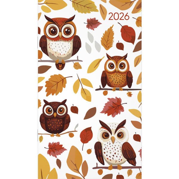 Miniplaner Style Eulen 2026 - Taschen-Kalender 9x15 cm - Weekly - 64 Seiten - 1 Seite 1 Woche - Notiz-Heft - Alpha Edition
