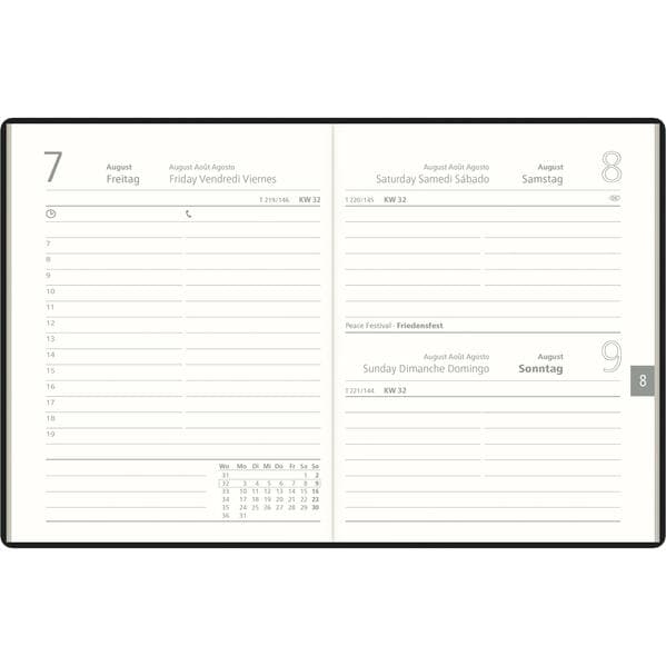 Taschenkalender 1T/1S Zettler farblich sortiert