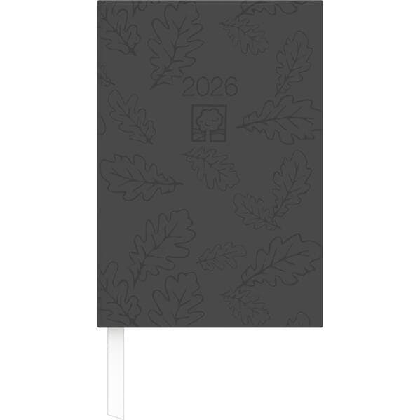 Wochenbuch anthrazit 2026 - Bürokalender 14,6x21 cm - 1 Woche auf 2 Seiten - 128 Seiten - Notizbuch - Blauer Engel - 766-0721