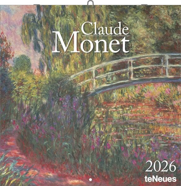 NEUMANNVERLAGE - Claude Monet 2026 Broschürenkalender, 30x30cm, Wandkalender mit Kunstwerken von Claude Monet, internationalen Feiertagen und Mondphasen, viel Platz für Notizen