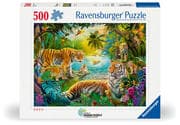 Erwachsenenpuzzle 500 Teile - Tigerfamilie in der Oase