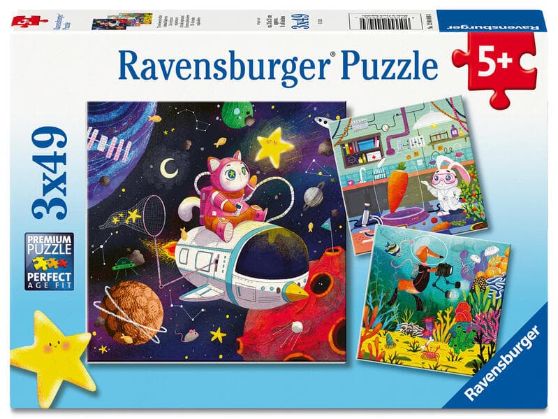 Kinderpuzzle 3x49 Teile - Tierwissenschaftler