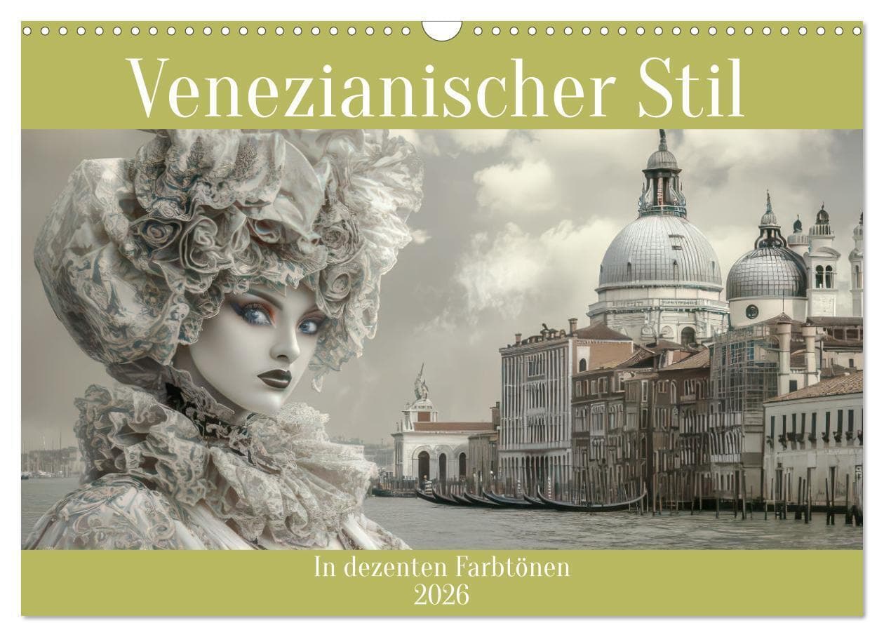 Venezianischer Stil - In dezenten Farbtönen (Wandkalender 2026 DIN A3 quer), CALVENDO Monatskalender
