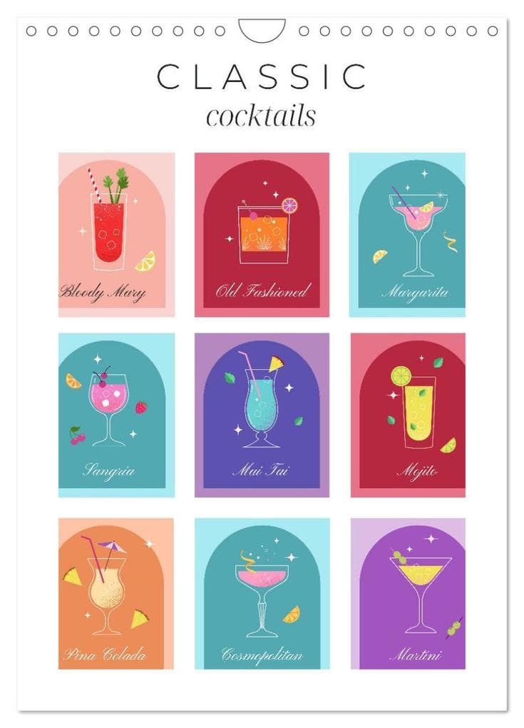 Classic Cocktails (Wall Calendar 2026 DIN A4 portrait), CALVENDO 12 Month Wall Calendar