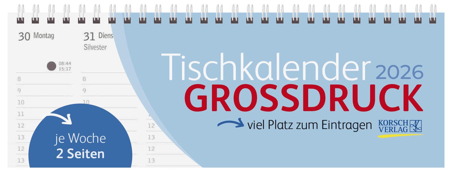 Tischquerkalender Großdruck 2026
