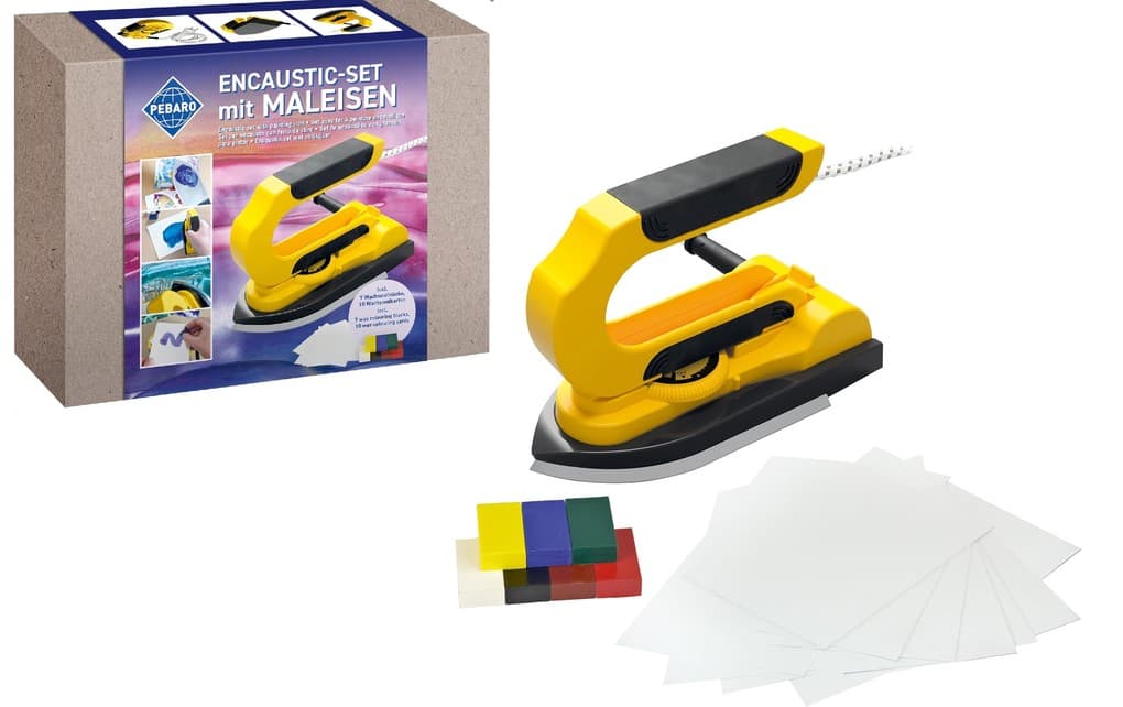 PEBARO 0274 - Encaustic-Set mit Maleisen, Bügeleisen zum Wachsmalen, Malset