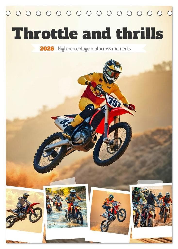 Throttle and thrills - High percentage motocross moments (Desk Calendar 2026 DIN A5 portrait), CALVENDO 12 Month DeskCalendar