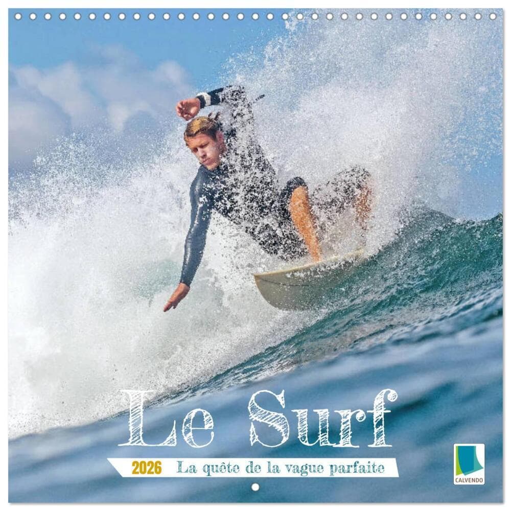 Le surf ou la quête de la vague parfaite (Calendrier mural carré 2026 30x30 cm) Calendrier double av