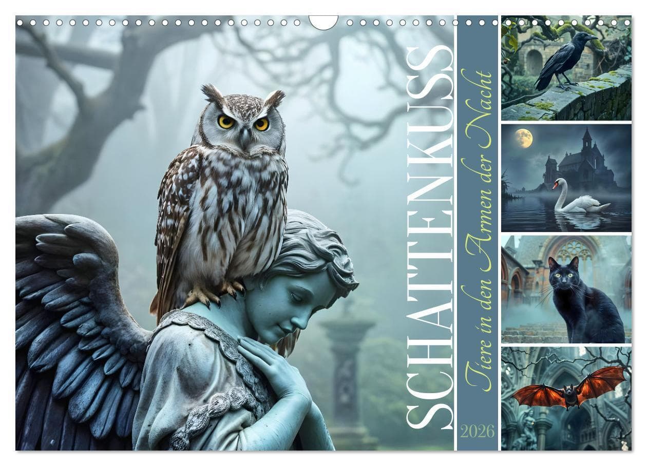Schattenkuss - Tiere in den Armen der Nacht (Wandkalender 2026 DIN A3 quer), CALVENDO Monatskalender