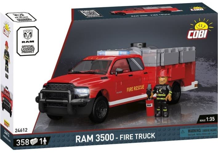 COBI 24612 - Fire Truck, Feuerwehrauto, Maßstab 1:35, Bausatz, 358 Teile+1 Figur
