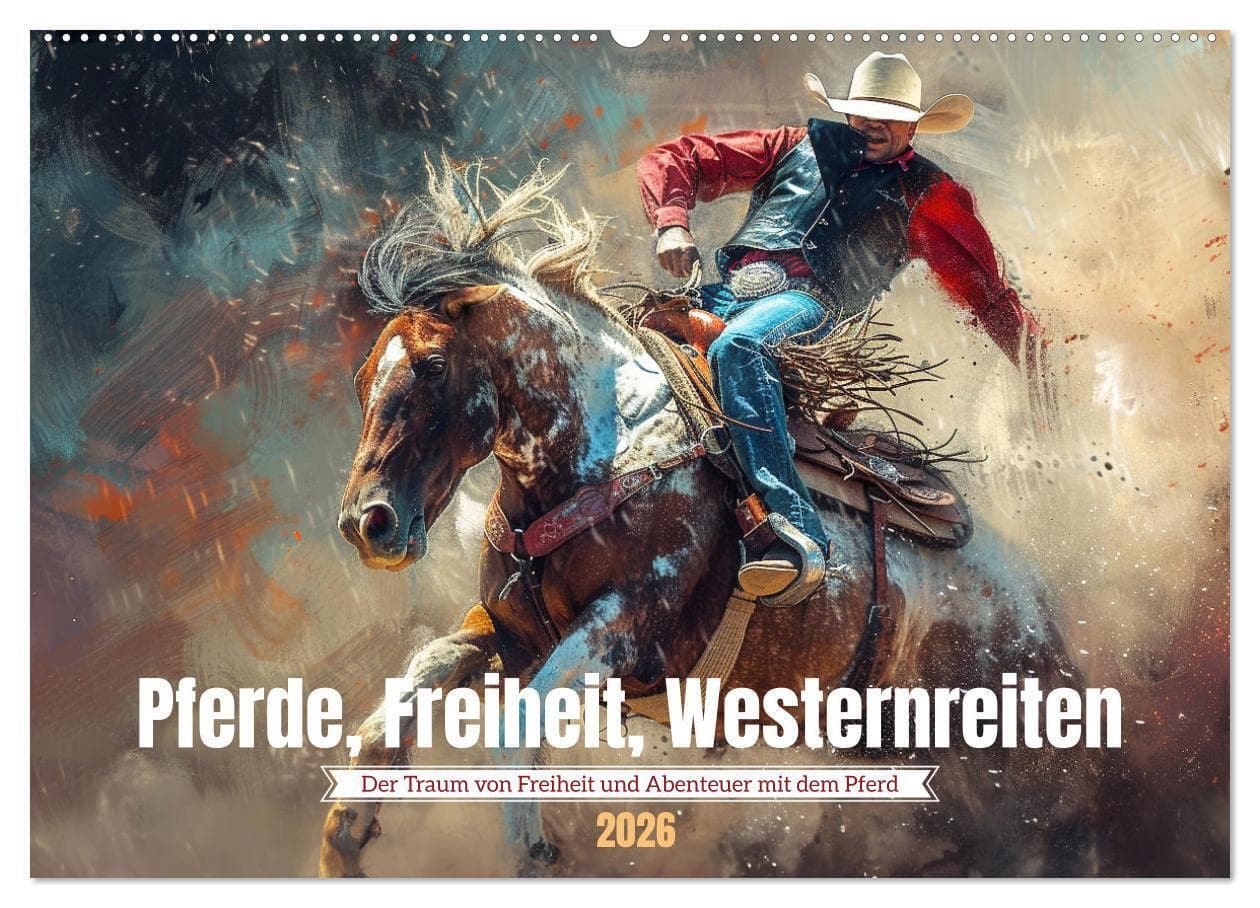 Pferde, Freiheit, Westernreiten (Wandkalender 2026 DIN A2 quer), CALVENDO Monatskalender