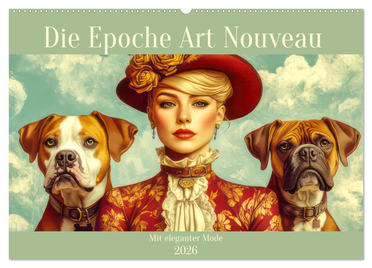 Die Epoche Art Nouveau - Mit eleganter Mode (Wandkalender 2026 DIN A2 quer), CALVENDO Monatskalender