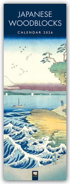Japanese Woodblocks - Japanische Holzschnitte - Slimline-Kalender 2026 - Original Flame Tree Publishing-Kalender Slimeline [Kalender]