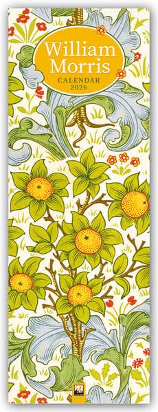William Morris - Slimline-Kalender 2026 - Original Flame Tree Publishing-Kalender Slimeline [Kalende