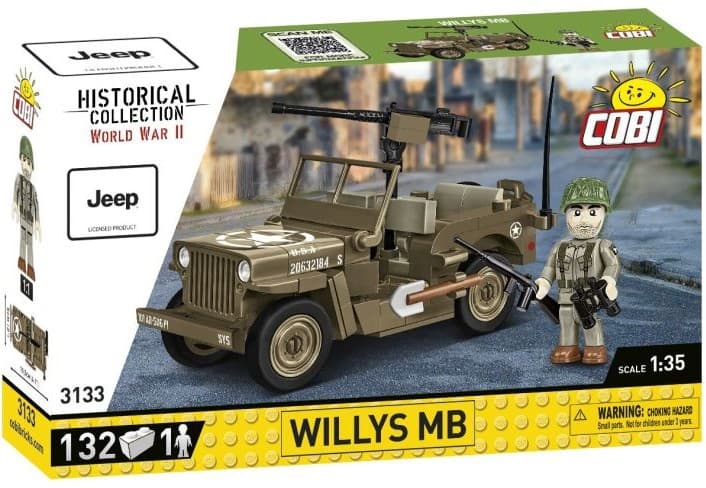 COBI Historical Collection 3133 - Willys MB, Jeep, WWII, Maßstab 1:35, Bausatz, 132 Teile+1 Figur