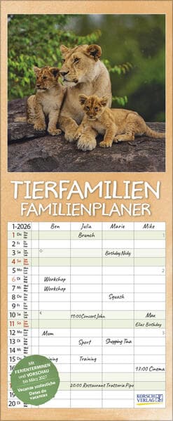Tierfamilien Familienplaner 2026