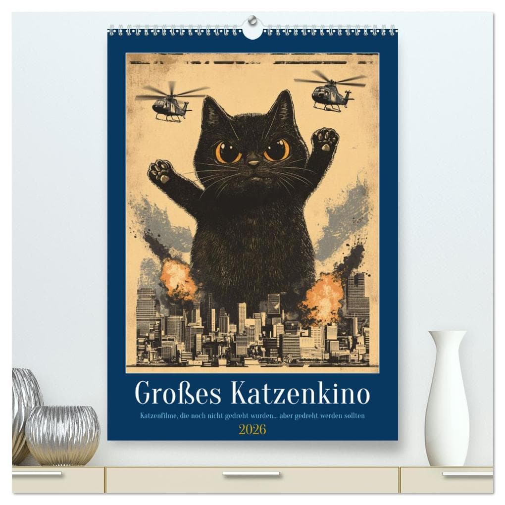 Großes Katzenkino (hochwertiger Premium Wandkalender 2026 DIN A2 hoch), Kunstdruck in Hochglanz