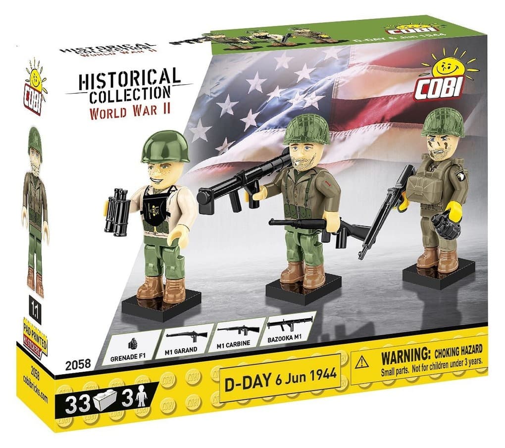 Cobi Historical Collection 2058 - D-Day 6 Jun 1944, 33 Klemmbausteine, 3er Set Spielfiguren