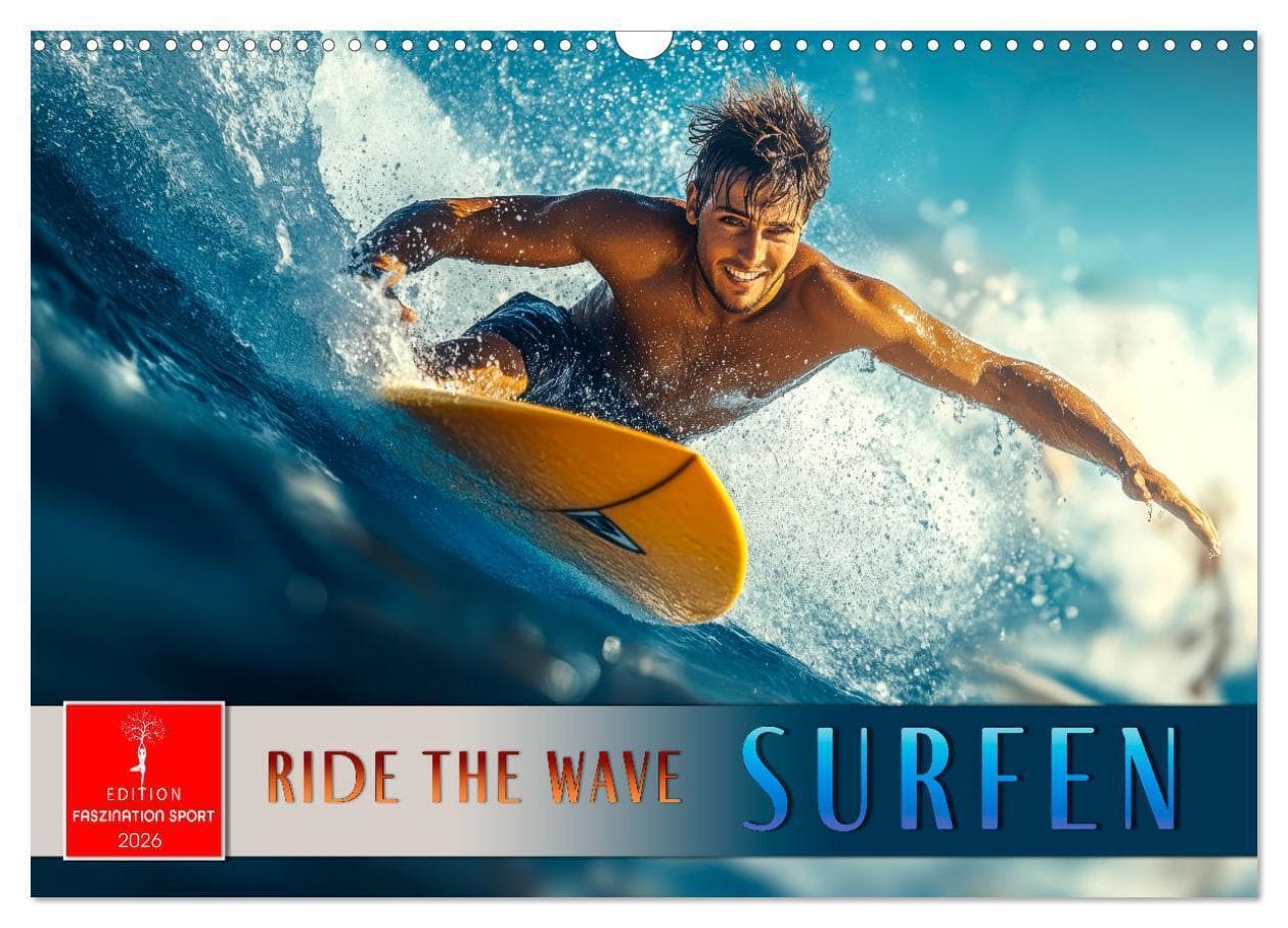 Surfen - Ride the Wave (Wandkalender 2026 DIN A3 quer), CALVENDO Monatskalender