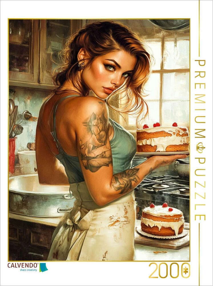 CALVENDO Puzzle Ein Motiv aus dem Kalender Tattoo Girls und Torten | 2000 Teile Lege-Größe 90x67cm Foto-Puzzle für glückliche Stunden