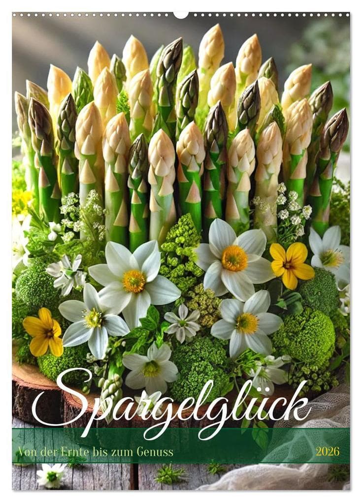 Spargelglück - von der Ernte bis zum Genuss (Wandkalender 2026 DIN A2 hoch), CALVENDO Monatskalender
