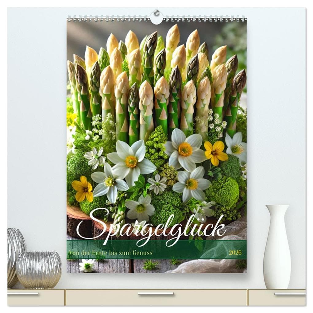 Spargelglück - von der Ernte bis zum Genuss (hochwertiger Premium Wandkalender 2026 DIN A2 hoch), Kunstdruck in Hochglanz