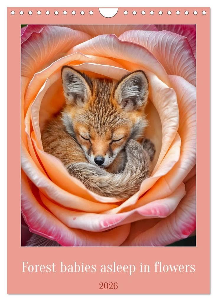 Forest babies asleep in flowers (Wall Calendar 2026 DIN A4 portrait), CALVENDO 12 Month Wall Calendar