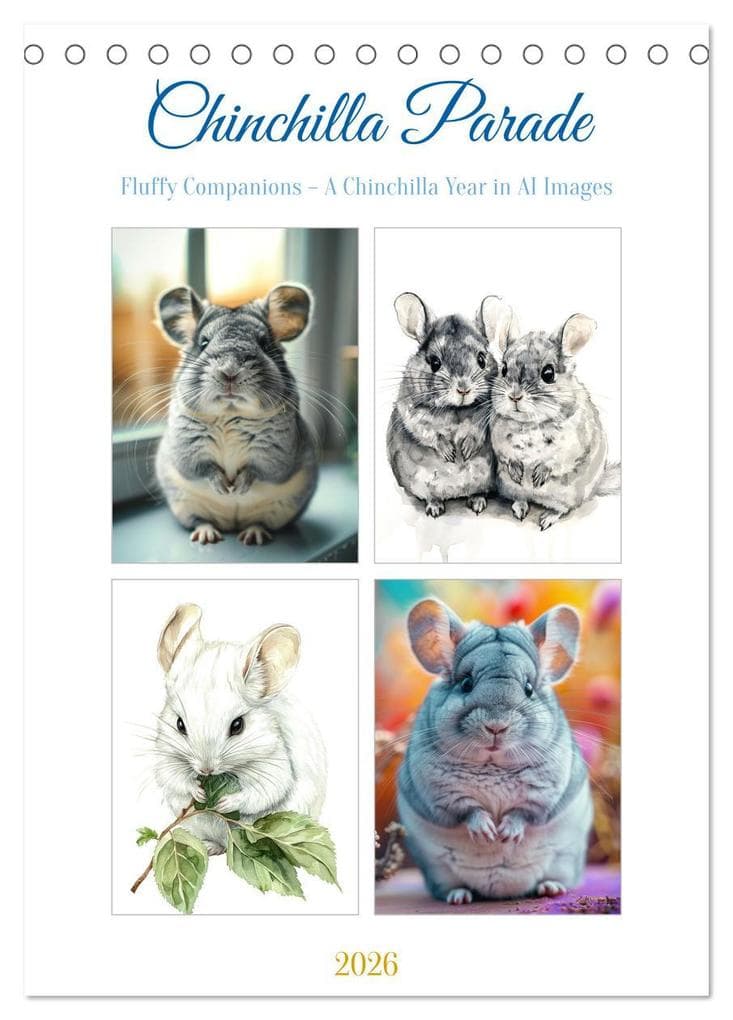 Chinchilla Parade (Desk Calendar 2026 DIN A5 portrait), CALVENDO 12 Month DeskCalendar