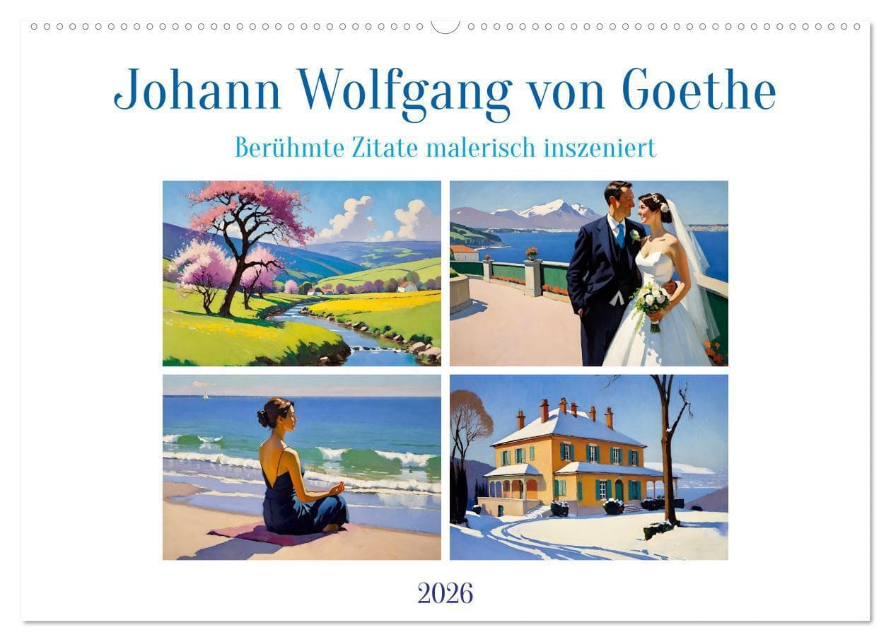 Johann Wolfgang von Goethe. Berühmte Zitate malerisch inszeniert (Wandkalender 2026 DIN A2 quer), CALVENDO Monatskalender