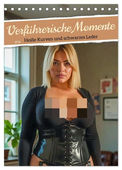 Verführerische Momente - Heiße Kurven und schwarzes Leder (Tischkalender 2026 DIN A5 hoch), CALVENDO Monatskalender