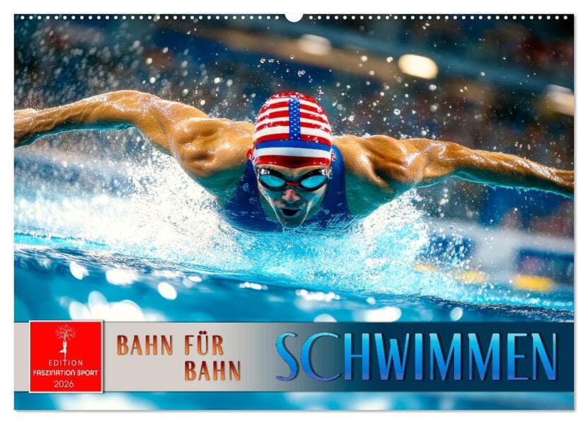 Schwimmen - Bahn für Bahn (Wandkalender 2026 DIN A2 quer), CALVENDO Monatskalender