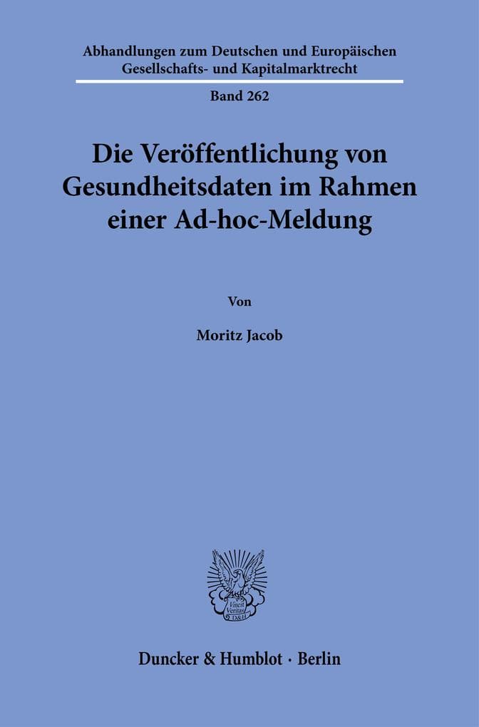 Die Veröffentlichung von Gesundheitsdaten im Rahmen einer Ad-hoc-Meldung