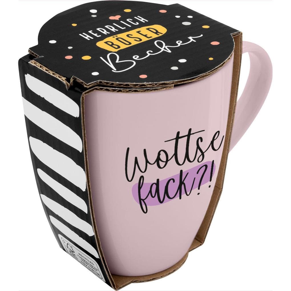 Tasse mit Motivdruck "Wottsefack?!", mit Banderole