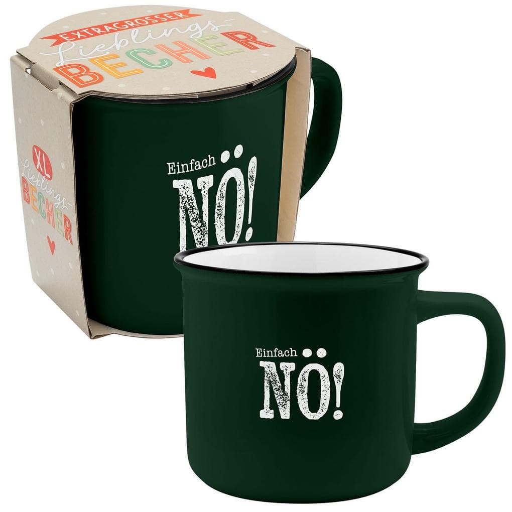 XL-Becher in Emailleoptik mit Motivdruck "Einfach NÖ"