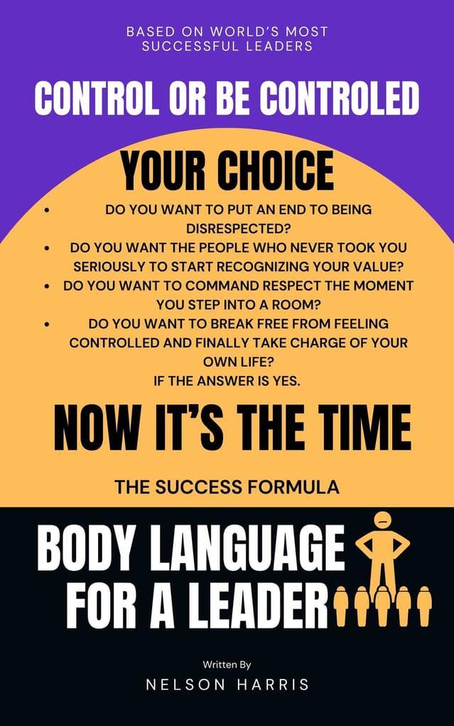 Control Or Be Controled YOUR CHOICE: Body Language For a Leader.