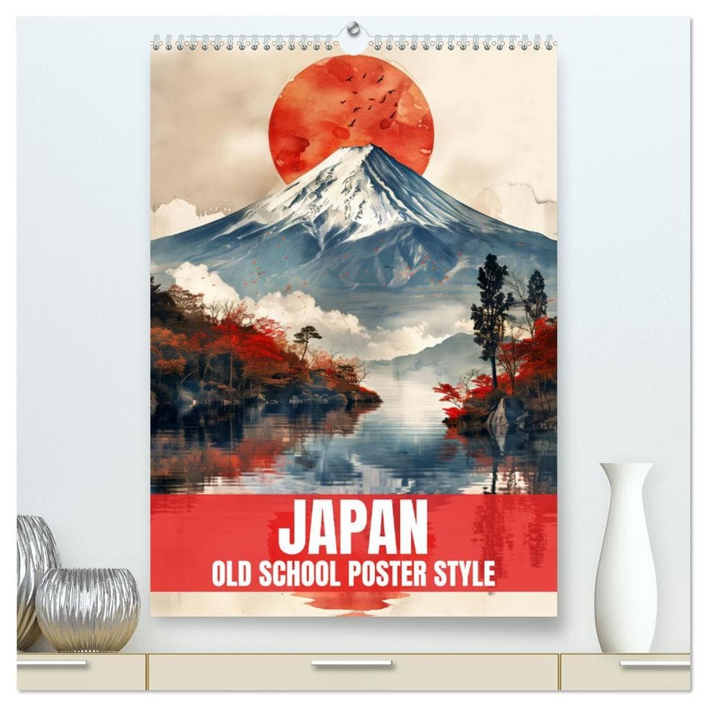 Japan - Old School Poster Style (hochwertiger Premium Wandkalender 2026 DIN A2 hoch), Kunstdruck in Hochglanz