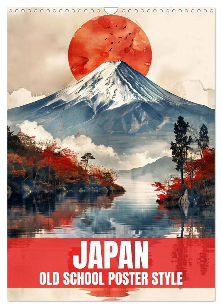 Japan - Old School Poster Style (Wandkalender 2026 DIN A3 hoch), CALVENDO Monatskalender
