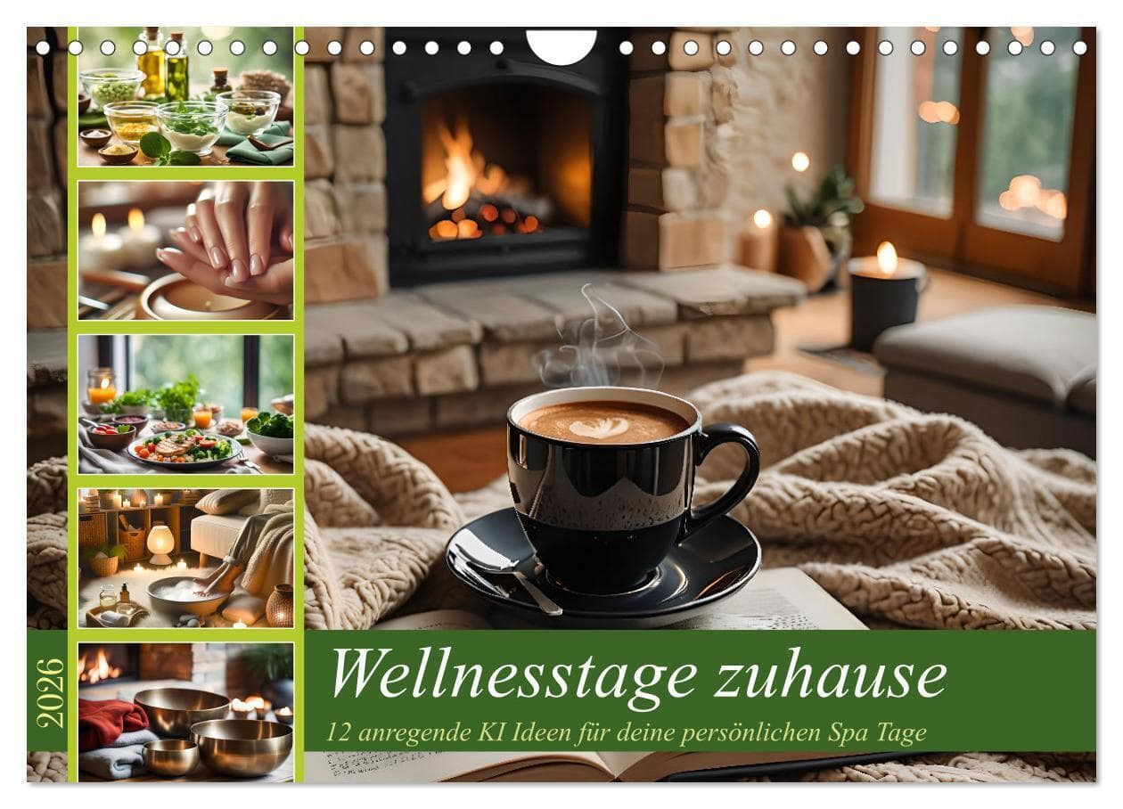 Wellnesstage zuhause - 12 anregende KI Ideen für deine persönlichen Spa Tage (Wandkalender 2026 DIN A4 quer), CALVENDO Monatskalender