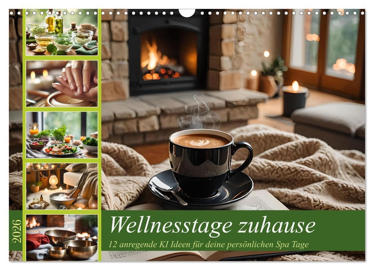 Wellnesstage zuhause - 12 anregende KI Ideen für deine persönlichen Spa Tage (Wandkalender 2026 DIN A3 quer), CALVENDO Monatskalender