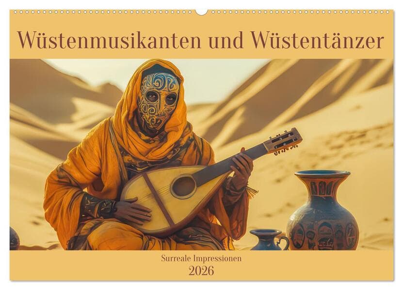 Wüstenmusikanten und Wüstentänzer - Surreale Impressionen (Wandkalender 2026 DIN A2 quer), CALVENDO Monatskalender