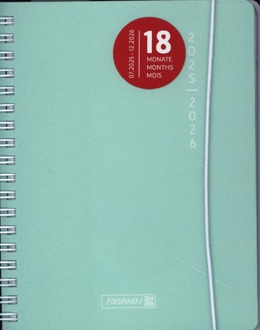 BRUNNEN Schülerkalender (2025/2026) "Plain Mint", 2 Seiten = 1 Woche, A6, 208 Seiten, PP-Umschlag, mint