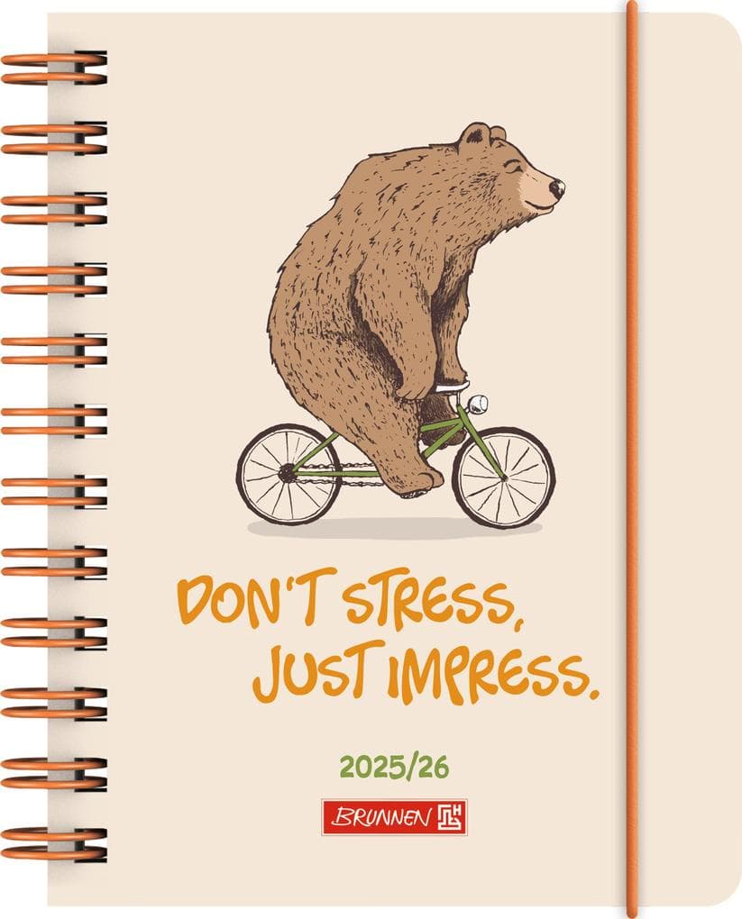 BRUNNEN Schülerkalender (2025/2026) "Bear", 1 Seite = 1 Tag, A6, 352 Seiten, PP-Umschlag, mehrfarbig