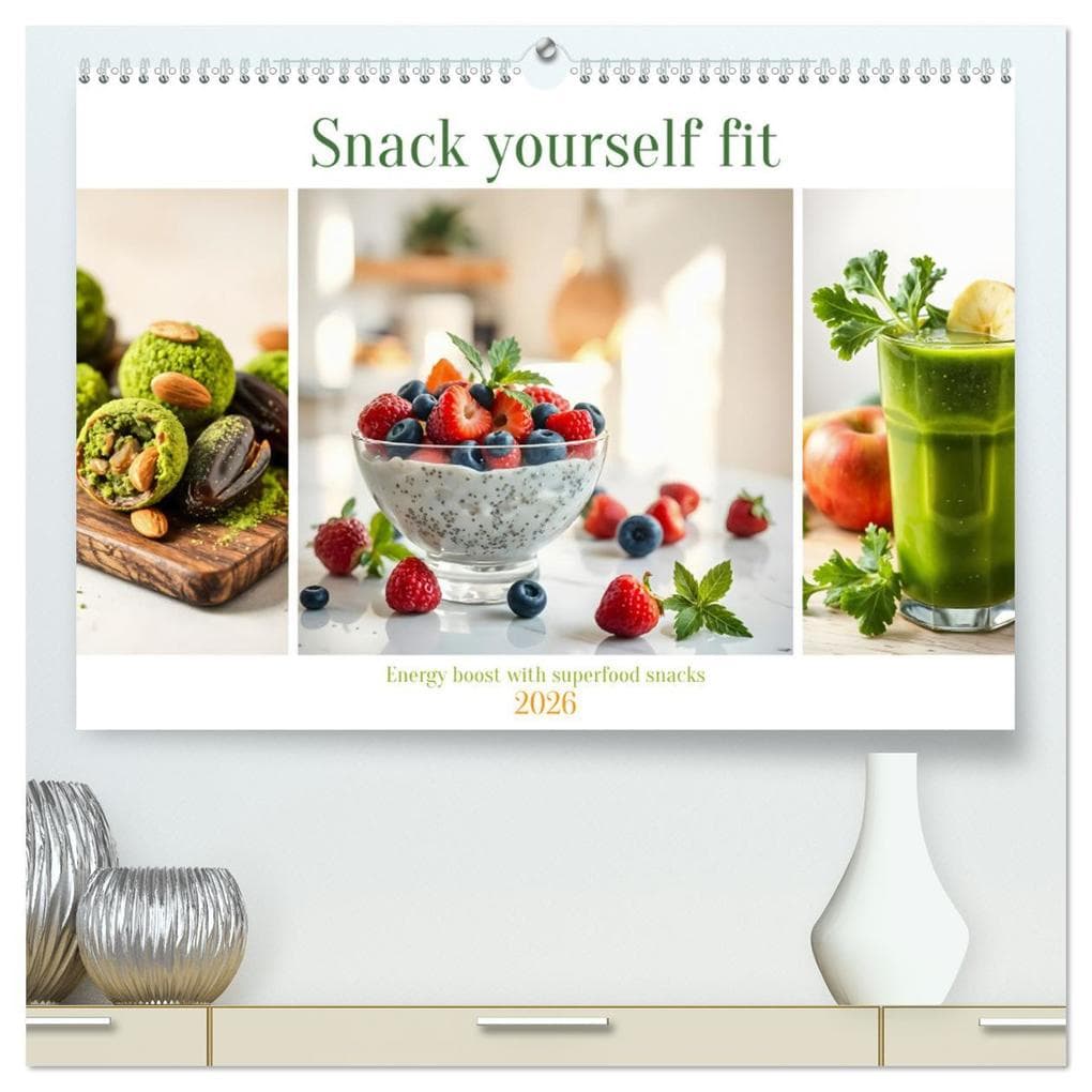 Snack yourself fit - Energy boost with superfood snacks (High Quality Premium Wall Calendar 2026 DIN A2 landscape),CALVENDO 12 Month Wall Calendar