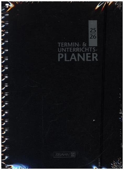 BRUNNEN Termin- & Unterrichtsplaner (2025/2026), 2 Seiten = 1 Woche, A5, 224 Seiten, Kunststoff-Einband Baladek, schwarz